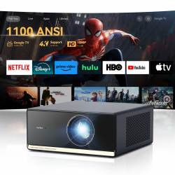 WANBO X5 Pro Smart Beamer 4K Heimkino, Google TV/1100 ANSI/Netflix, HDR10, Autofokus Trapezkorrektur, CEC, 5G+2.4G WiFi Bluetooth, 1080P FHD, 26dB, Outdoor Tageslicht Projektor mit 12W HiFi Speakers Dark Blue Angebot bei HelloDeals