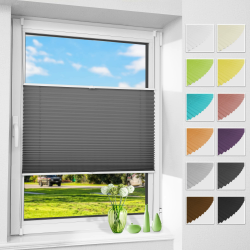 Allesin Plissee ohne Bohren Plissees Klemmfix Anthrazit 35x130cm(BxH), Plisseerollo Faltrollo mit Klemmträger, Jalousie Rollos für Fenster und Tür, Sichtschutz und Sonnenschutz B35 x H130 cm Anthrazit Angebot bei HelloDeals