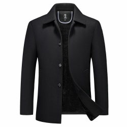 KUDORO Herren Wintermantel Wolle Kurzmantel Herren Wollmantel Winterjacke Slim Fit für Business Freizeit Peacoat Herren Casual Schwarz L Angebot bei HelloDeals