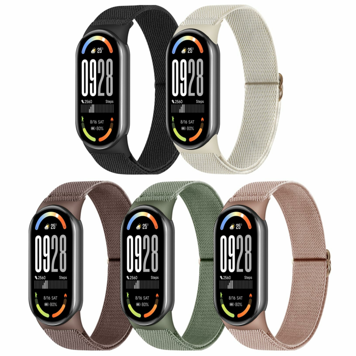 5 Stück Xiaomi Mi Band 10/9/8 Armbands Herren Damen, verstellbare Dehnbare Nylon Armbänder Sport Ersatzarmband für Xiaomi Smart Band 10/9/8 Black/Starlight/Cactus Green/Rose Pink/Smoke Purple Angebot bei HelloDeals