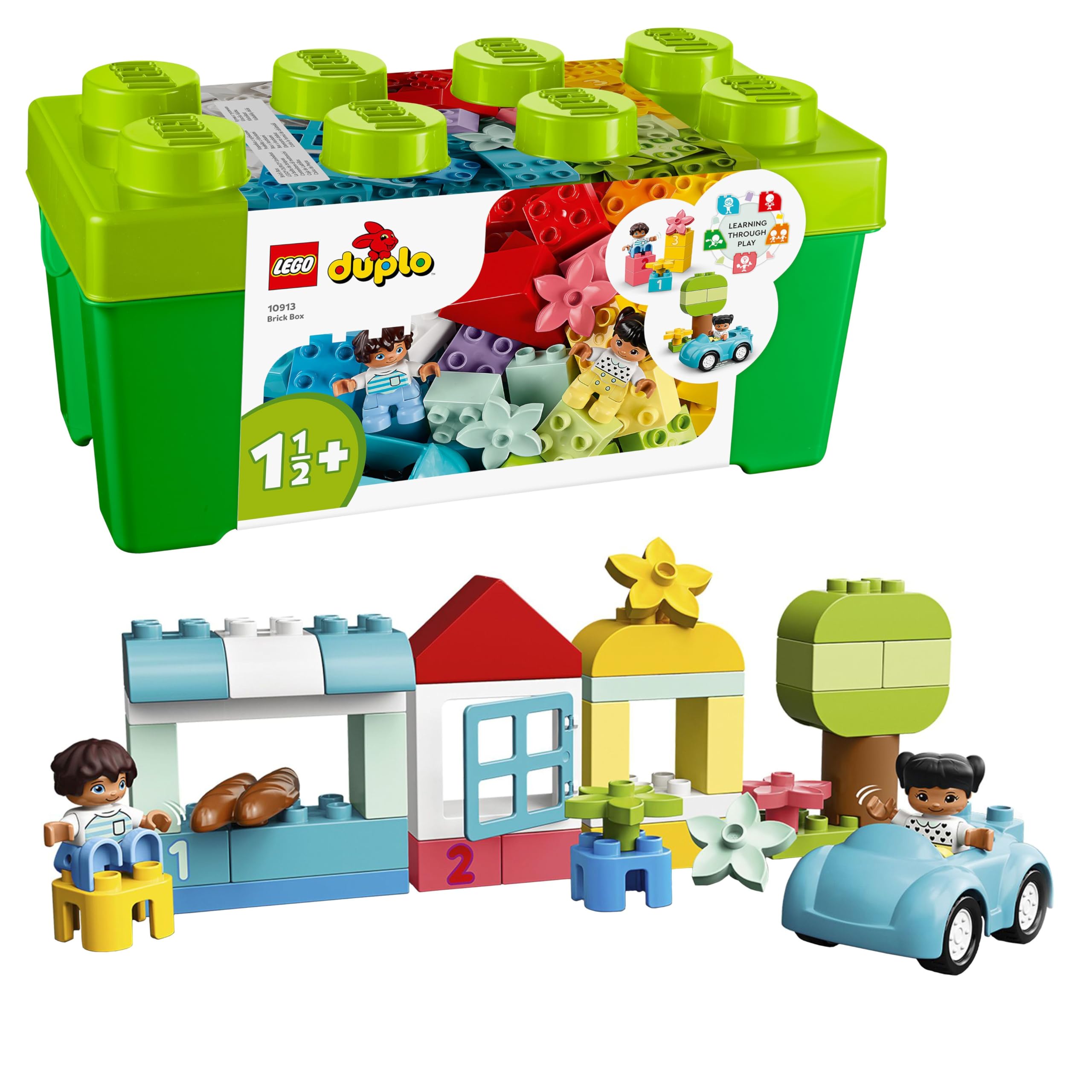LEGO DUPLO Steinebox - Montessori Spielzeug für Jungen & Mädchen ab 1 Jahr - Lernspielzeug mit Zahlensteinen, 1 Auto, 2 Minifiguren & Aufbewahrung - Geschenk zu Weihnachten für Kleinkinder - 10913 Spielzeug Single Angebot bei HelloDeals
