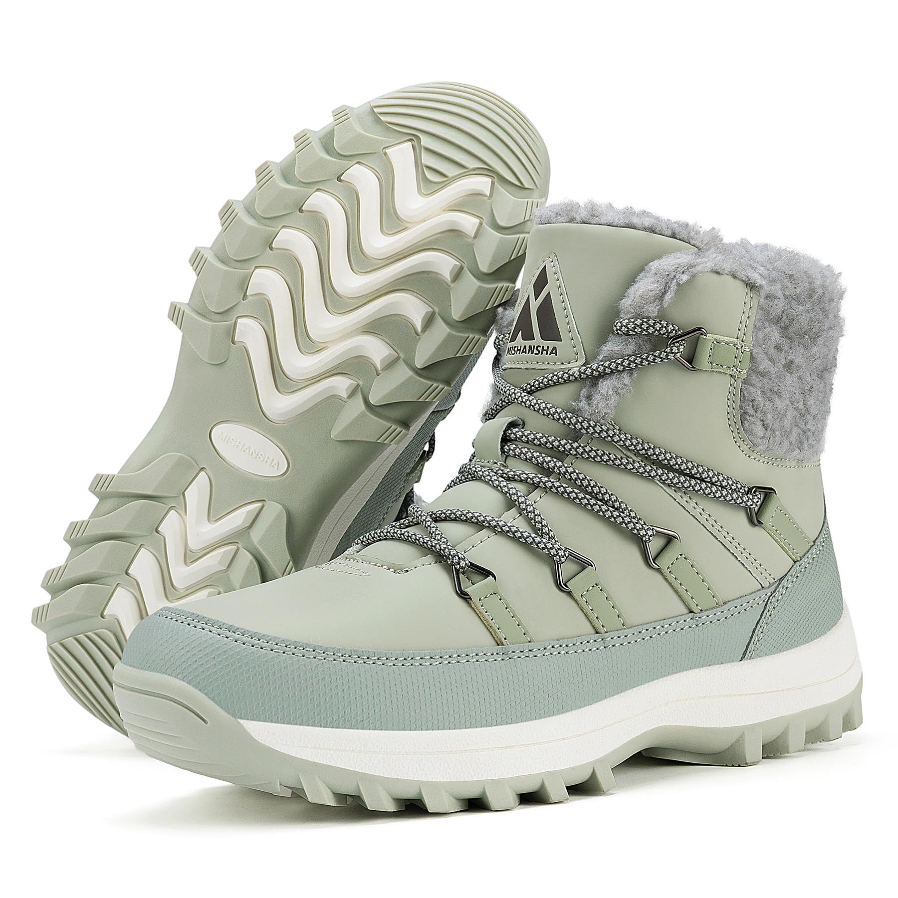Mishansha Winterschuhe Damen Gefüttert Winterstiefel Warm Wasserdicht Wanderschuhe Rutschfeste Outdoor Gr.36-42 Stiefel Grün 40 EU Angebot bei HelloDeals