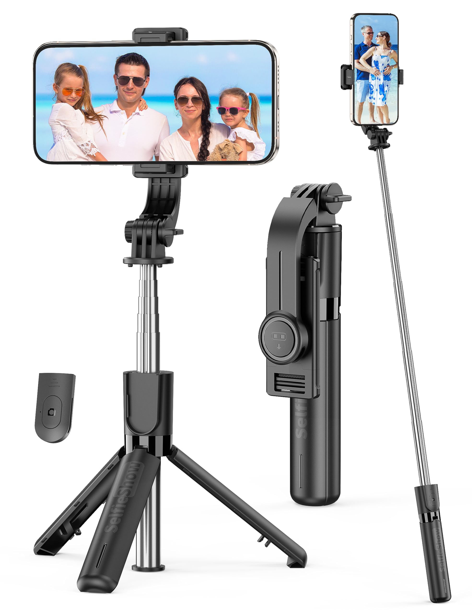 Mini Selfie Stick Stativ, Erweiterbar 4 in 1 Selfie Stange mit Abnehmbarer Fernbedienung, Smartphone Selfiestick & Tripod Tragbar Reisestativ Kompatibel mit iPhone 16/15/14/13/12/Samsung/Huawei/GoPro Angebot bei HelloDeals