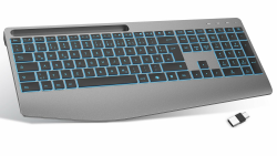 TECURS Kabellose Tastatur mit Handballenauflage, 2,4 GHz Ergonomische Tastatur QWERTZ mit Copilot, Hintergrundbeleuchtung, Leise Wiederaufladbar Funktastatur für Windows, PC, Laptop Angebot bei HelloDeals