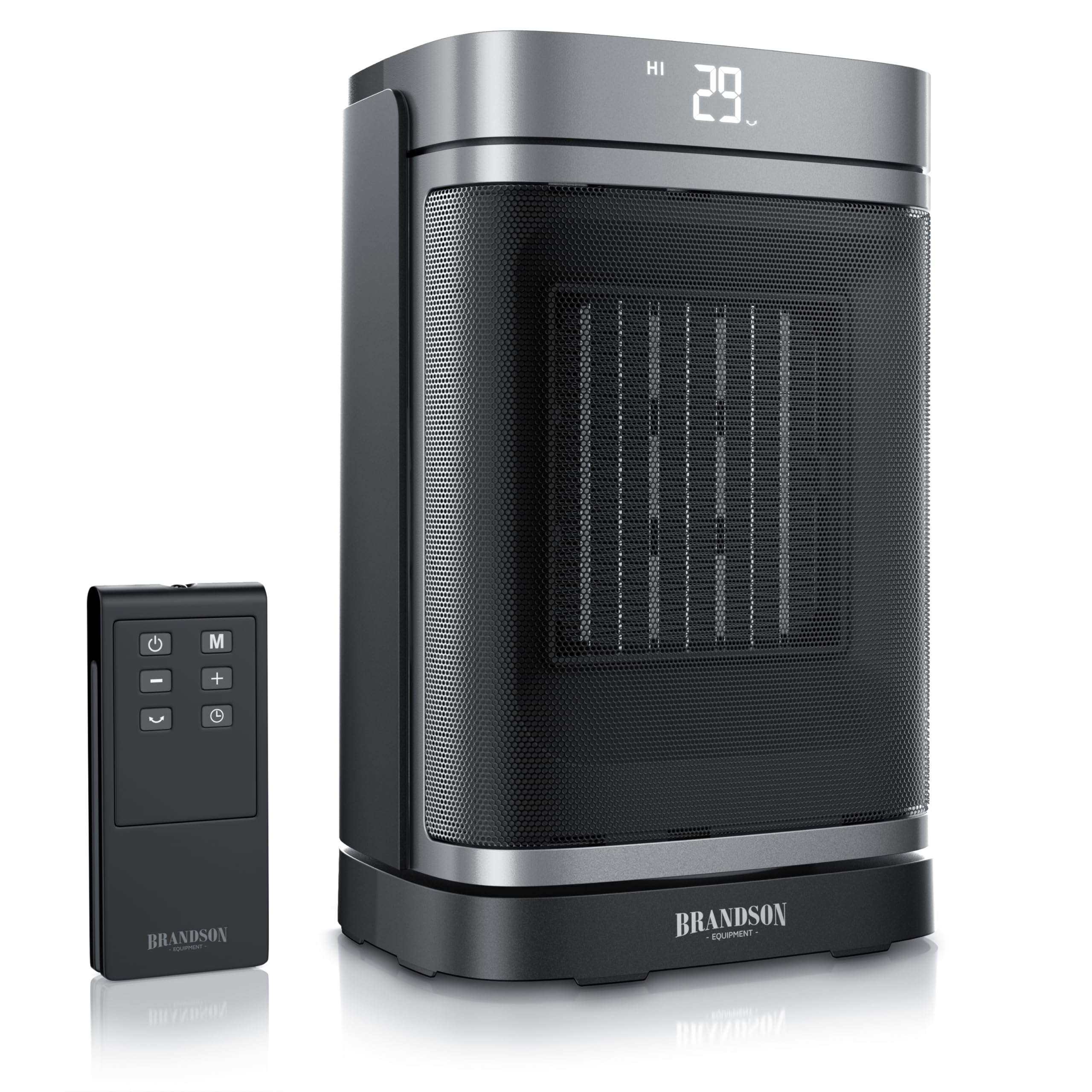 Brandson - Heizlüfter energiesparend leise - Oszillation - mit Fernbedienung - Preisträger - ECO Modus - 2 Stufen - Kindersicherung - Timer - Heizung Keramik Heater - Bad Wohnzimmer Büro Kinderzimmer A: mit Fernbedienung Angebot bei HelloDeals