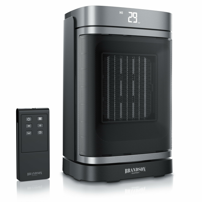 Brandson - Heizlüfter energiesparend leise - Oszillation - mit Fernbedienung - Preisträger - ECO Modus - 2 Stufen - Kindersicherung - Timer - Heizung Keramik Heater - Bad Wohnzimmer Büro Kinderzimmer A: mit Fernbedienung Angebot bei HelloDeals