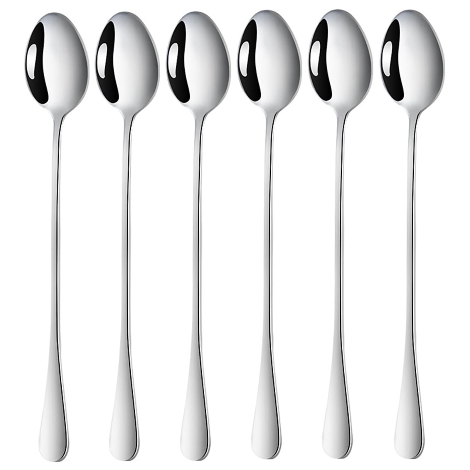 DoubleS Lange Latte Macchiato Löffel Set, 6 - teilig Edelstahl Eislöffel Rührlöffel für kaffee Tee Milchshakes Cocktails Dessert, Perfekt für Eisbecher & Getränke spülmaschinengeeignet Angebot bei HelloDeals