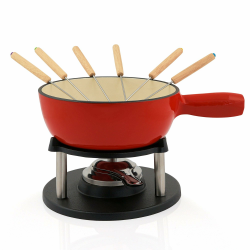 BBQ-Toro Gusseisen Fondue Set für 6 Personen | 2 Liter | Fondueset 9 teilig mit Brenner und Gabeln | Fondue-Set, Käsefondue Set, Fleischfondue Set, Schokofondue Set (rot/Creme emailliert) Rot / Creme Emailliert Angebot bei HelloDeals