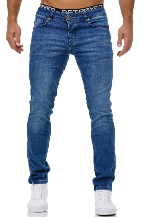 MERISH Jeans Herren Slim Fit Stretch Jeanshose Designer Hose Denim 9148-2100 32W / 32L 1509-2 Blau Angebot bei HelloDeals