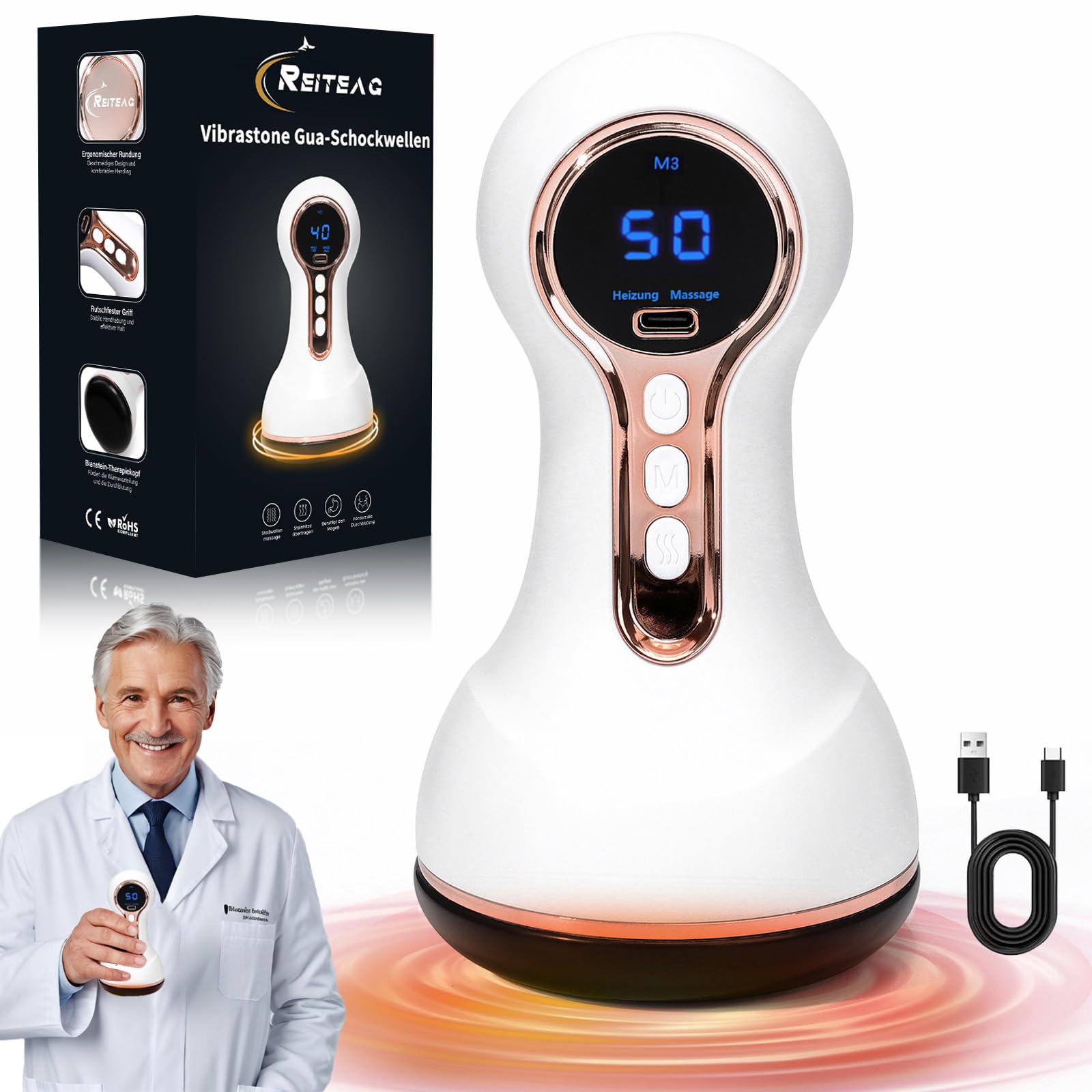 Vitaflow Lymphatic 2.0, Venopulse Neuropathie Fußmassagegerät, Vibrastone Geschenk Vatertag, Bein Massagegerät mit Wärmefunktion und Vibration, Fussmassagegerät Weiß Angebot bei HelloDeals