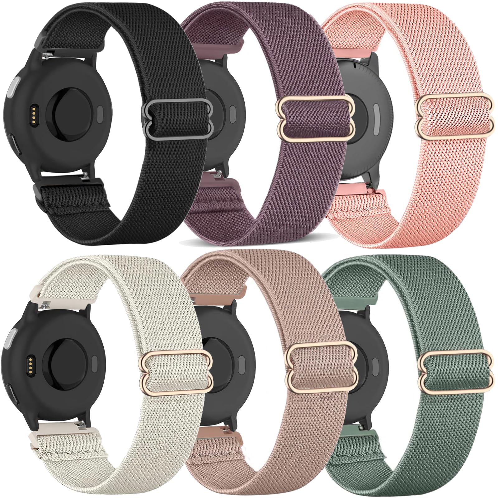 6 Stück Elastische Nylon Armband Kompatibel mit Garmin Vivoactive 5/Vivoactive 6, Loop Dehnbares Uhrenarmband für Garmin Forerunner 165/55/245/645 Herren Damen Schwarz/Sternenlicht/Milchtee/Rauchviolett/Kaktus/Rosa Angebot bei HelloDeals
