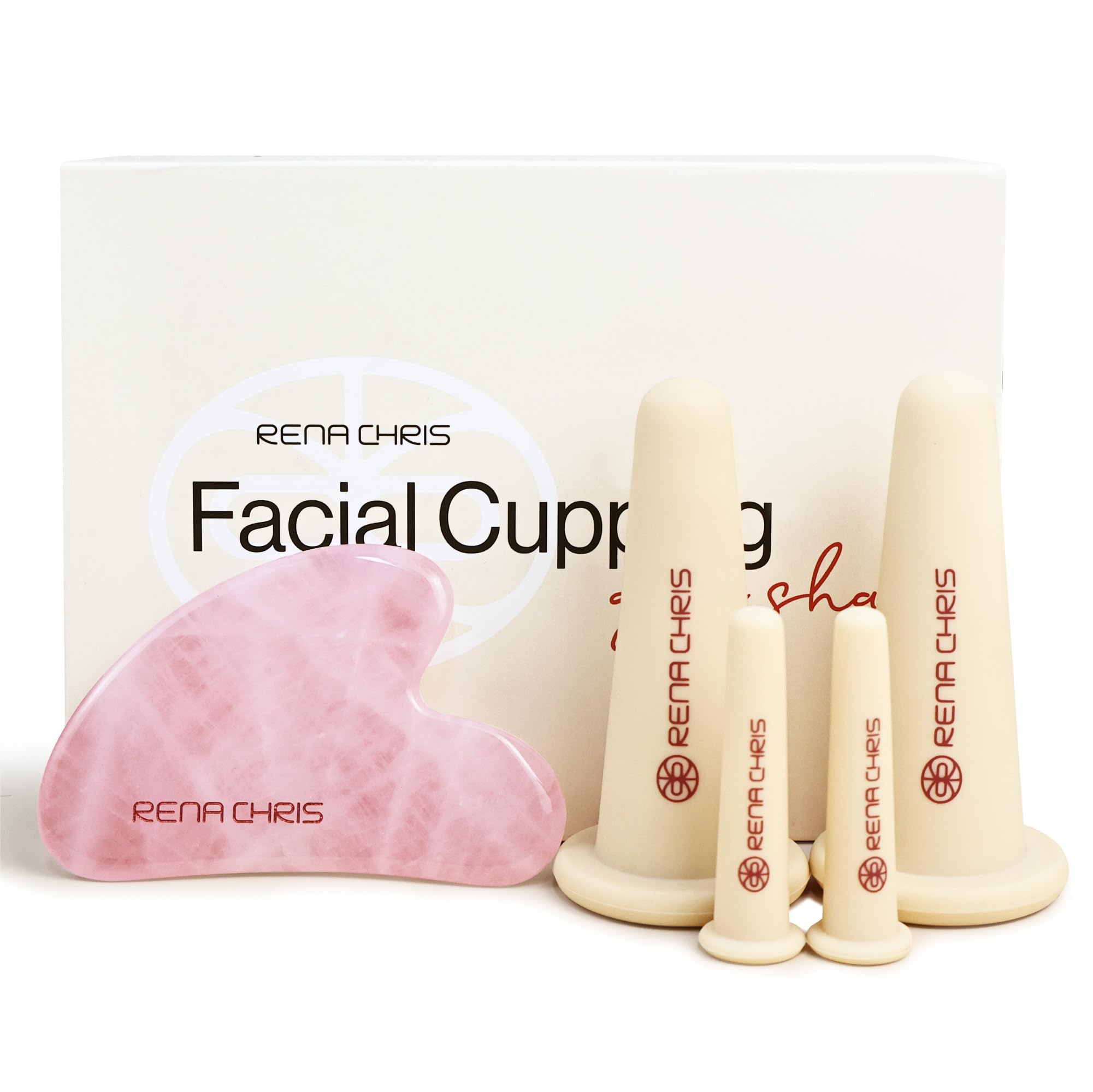 Rena Chris Gesichts-Schröpfen Set & Gua Sha Werkzeug - Silikon Schröpfgläser & Rosenquarz Gua Sha Stein für natürliche Hautpflege und Lippenaufpolsterung (Rosa) Angebot bei HelloDeals