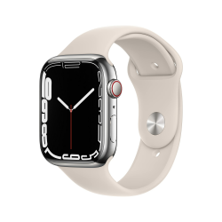 Apple Watch Series 7 (GPS + Zellular, 45MM) Edelstahlgehäuse Silber mit Polarstern Sportarmband (Generalüberholt) Angebot bei HelloDeals