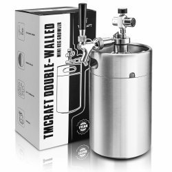 TMCRAFT 128OZ Doppelwandiger Mini-Keg Growler, Druckgeregeltes Heim-Bier-Dispensersystem mit abnehmbarem Zapfhahn und Regler, hält Frische und Kohlenstoffierung für Craft Beer Draft/Homebrew Angebot bei HelloDeals