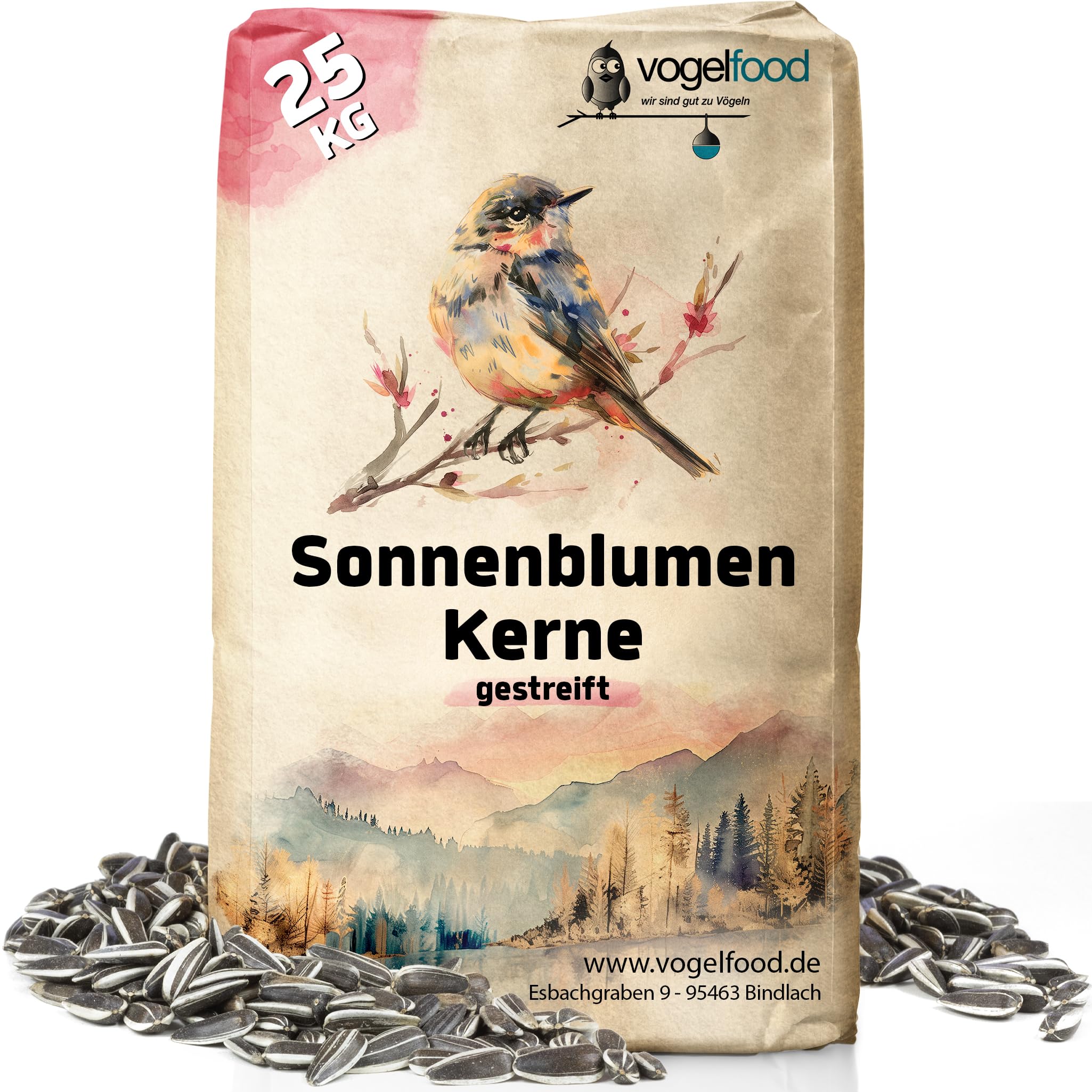Vogelfood gestreifte Sonnenblumenkerne Marke Vogelfood 25 kg Angebot bei HelloDeals