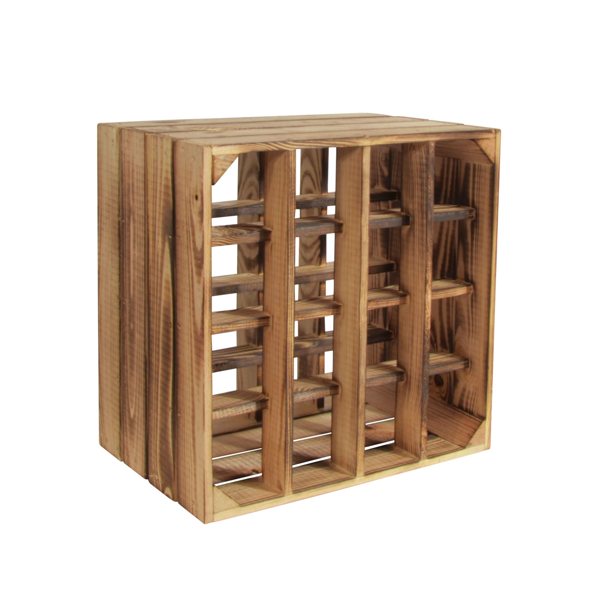 Weinregal Holzkiste Wino aus Kiefernholz - Weinkisten Holz Regal geflammt 30x40x30 cm - Holzkisten Flaschenregal, Weinkistenregal 1 + Geflammt Regal Angebot bei HelloDeals