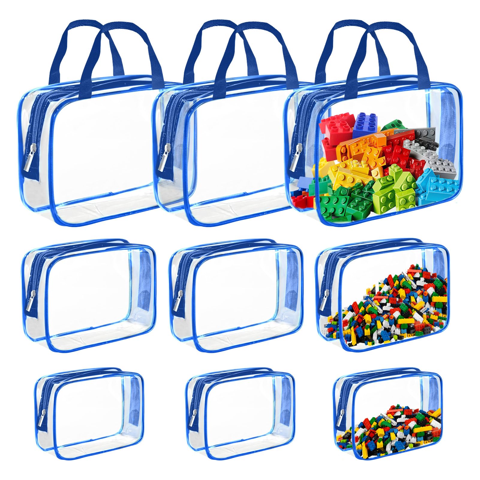 9-Packungen-Aufbewahrungstaschen für Spielzeug Transparente wasserdichte PVC-Toilettentaschen, farblose, transparente Reise-Toilettentaschen Blau A Stil-blau Angebot bei HelloDeals