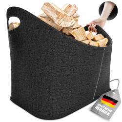XXL Holzkorb für Kaminholz Filzkorb extra dicker Filz & verstärkte Griffe | Filztasche faltbar auch als Einkaufskorb Auto & Aufbewahrungskorb für Holz Zeitungen (Dunkelgrau) Angebot bei HelloDeals