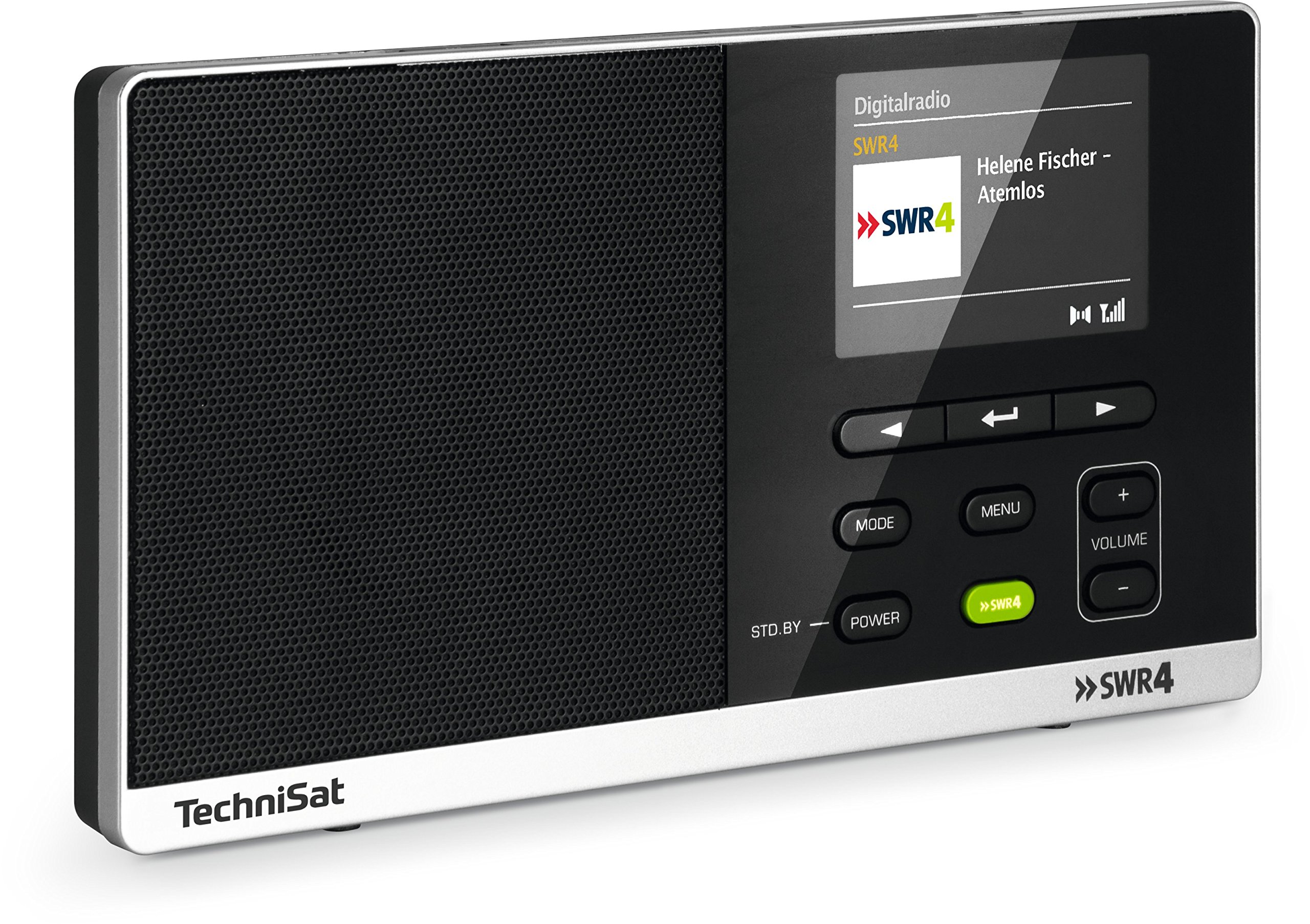 TechniSat DIGITRADIO 215 SWR4 Edition - portables DAB Radio (DAB+, UKW, Farbdisplay, SWR4-Direktwahltaste, Wecker, Favoritenspeicher, Kopfhöreranschluss, Netz- und Batteriebetrieb) schwarz Angebot bei HelloDeals