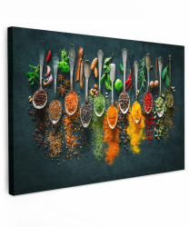 MuchoWow© Bilder Groß 120x80 cm XXL Wohnzimmer Deko Modern Wandbild Kunstdruck auf Leinwand Bild Schlafzimmer über Bett Room Decor Geschenke Küche - Kräuter - Gewürze - Löffel Küche Löffel 80L x 120B cm Angebot bei HelloDeals