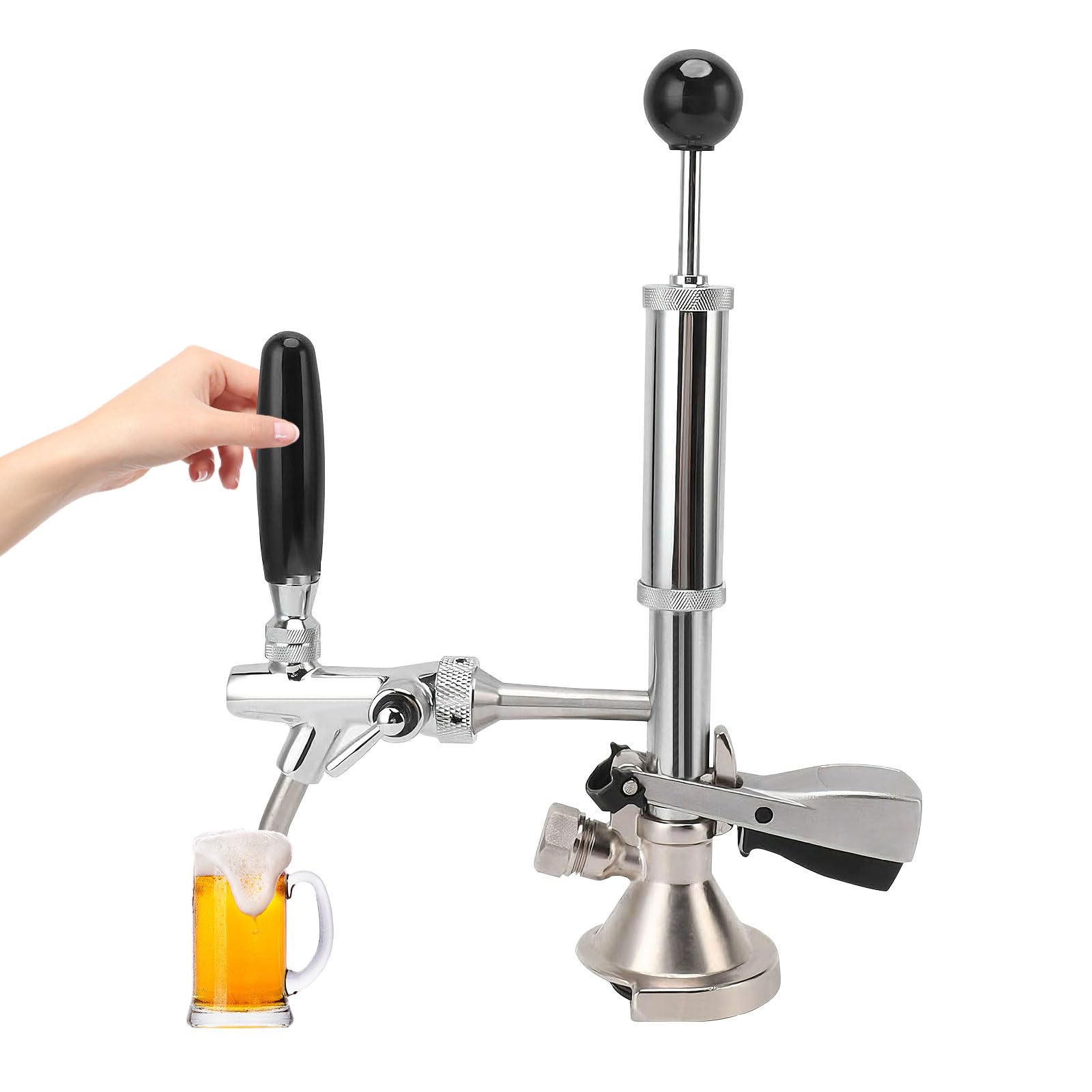 4 Zoll Bierfass Partypumpe, Edelstahl Bierfass Zapfhahn mit Luftpumpe und Verteiler, Fassbier Kegerator Pumpe für Picknicks, Partys oder Camping Angebot bei HelloDeals