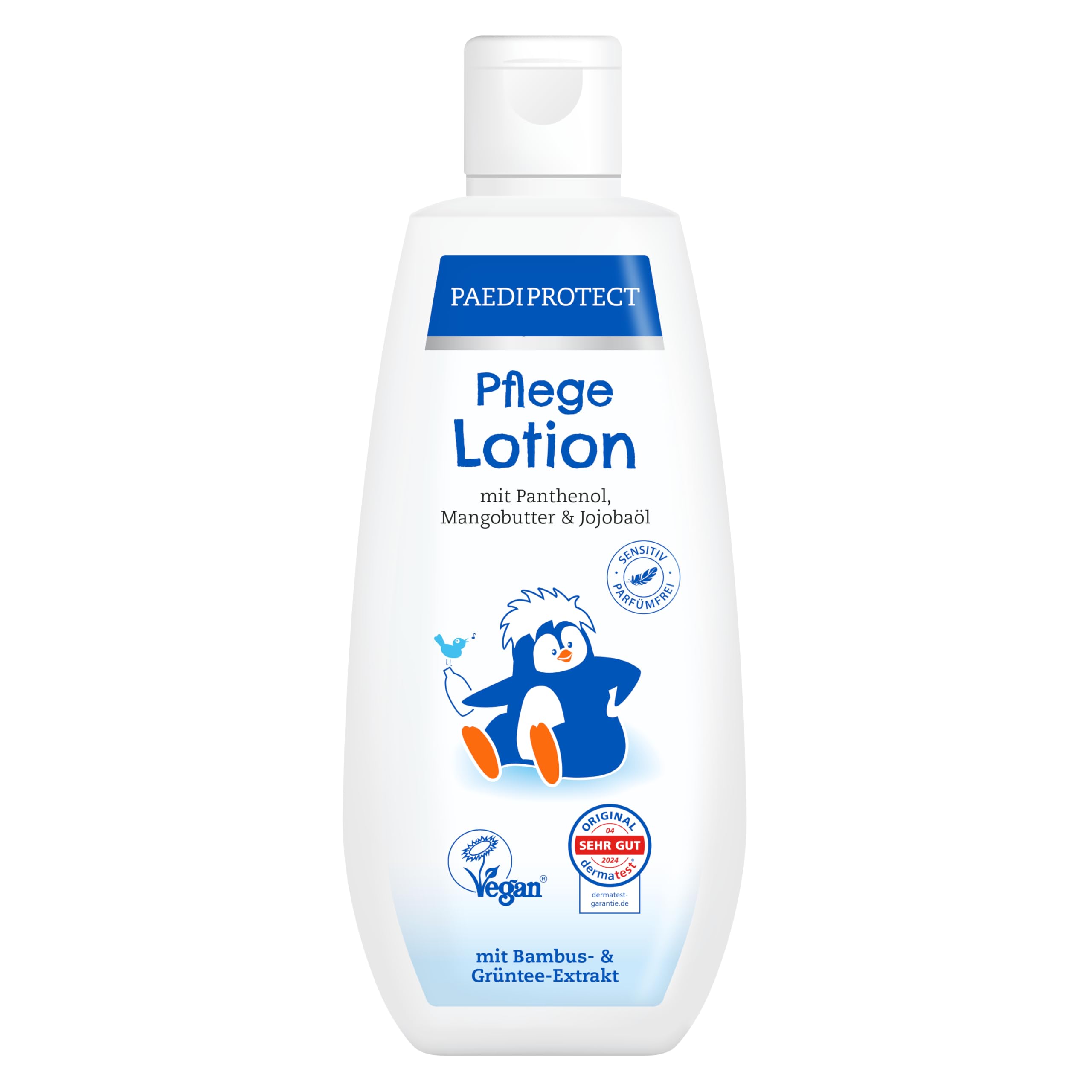 PAEDIPROTECT Pflegelotion Babys & Kinder 200 ml, Pflegelotion mit Panthenol, Feuchtigkeitspflege mit Jojobaöl & Mangobutter, für empfindliche und trockene Baby- und Kinderhaut, vegane Lotion 200 ml (1er Pack) Angebot bei HelloDeals
