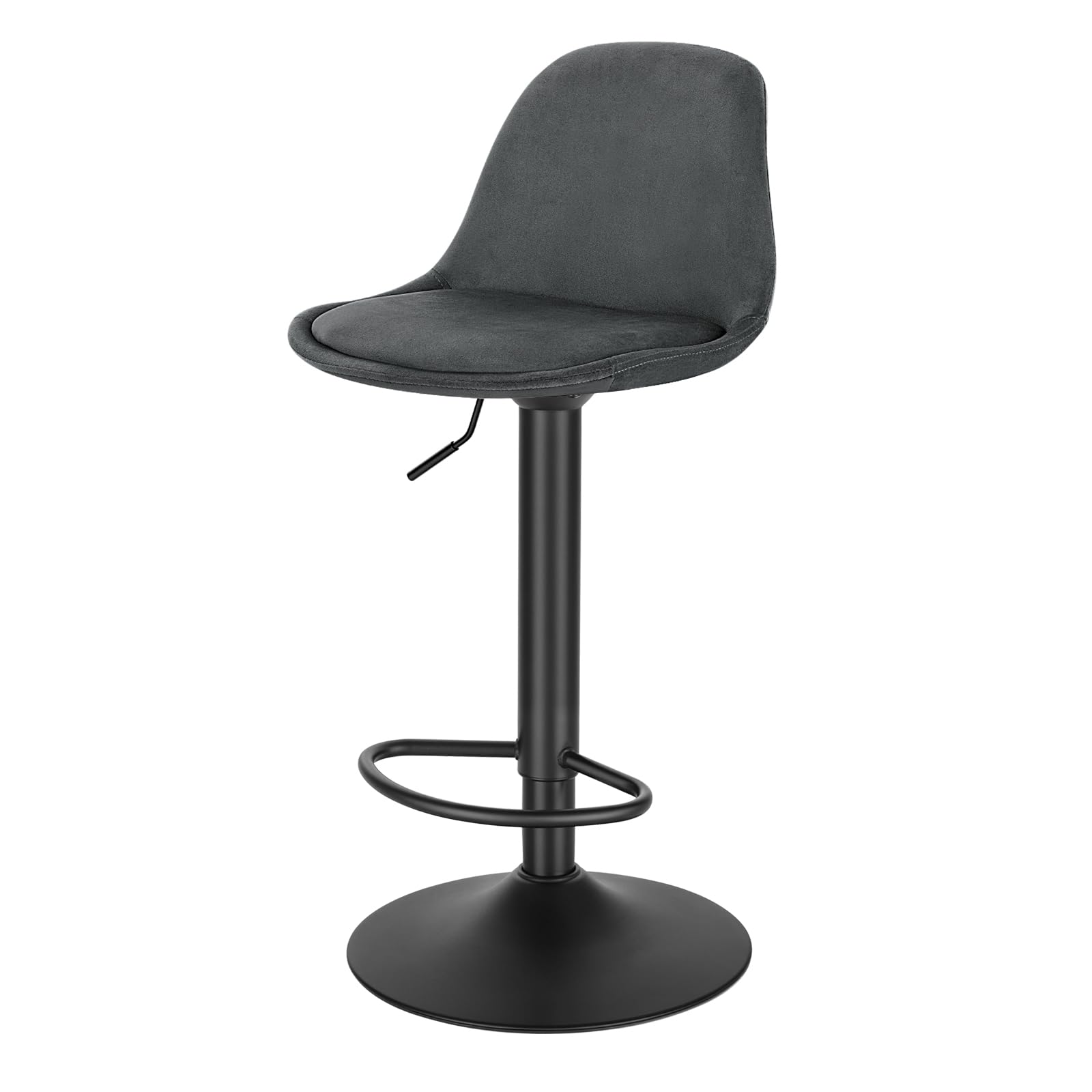 EUGAD Barhocker, für Bar Küchen & Esszimmer, 360° drehbarer höhenverstellbar, Barstuhl mit Rückenlehne Fußstütze, aus Samt, Dunkelgrau Dunkelgrau Samt Angebot bei HelloDeals
