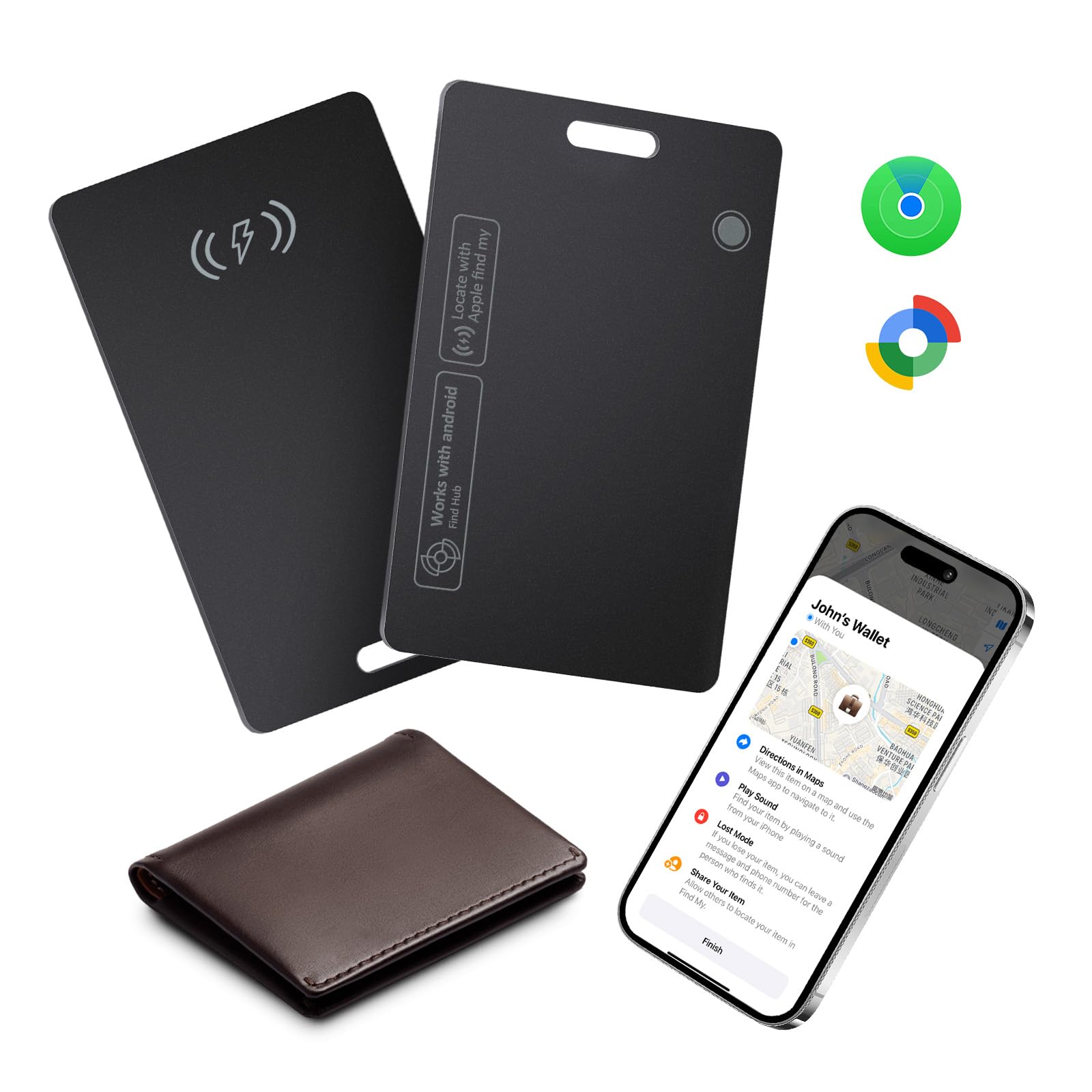 Tracker Karte für iPhone & Android, Tracking Card mit Apple Find My & Google's Find Hub, Wiederaufladbare Slim Wallet Tracker Karte für Geldbeutel, Gepäck, Kreditkarte (Schwarz, 2 Stück) 2 Stück Schwarz Angebot bei HelloDeals