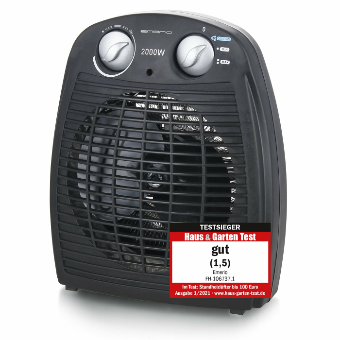 EMERIO Heizlüfter FH-106737.2, 2000 W, Kühllüfter-Funktion, schwarz Anthrazit Angebot bei HelloDeals