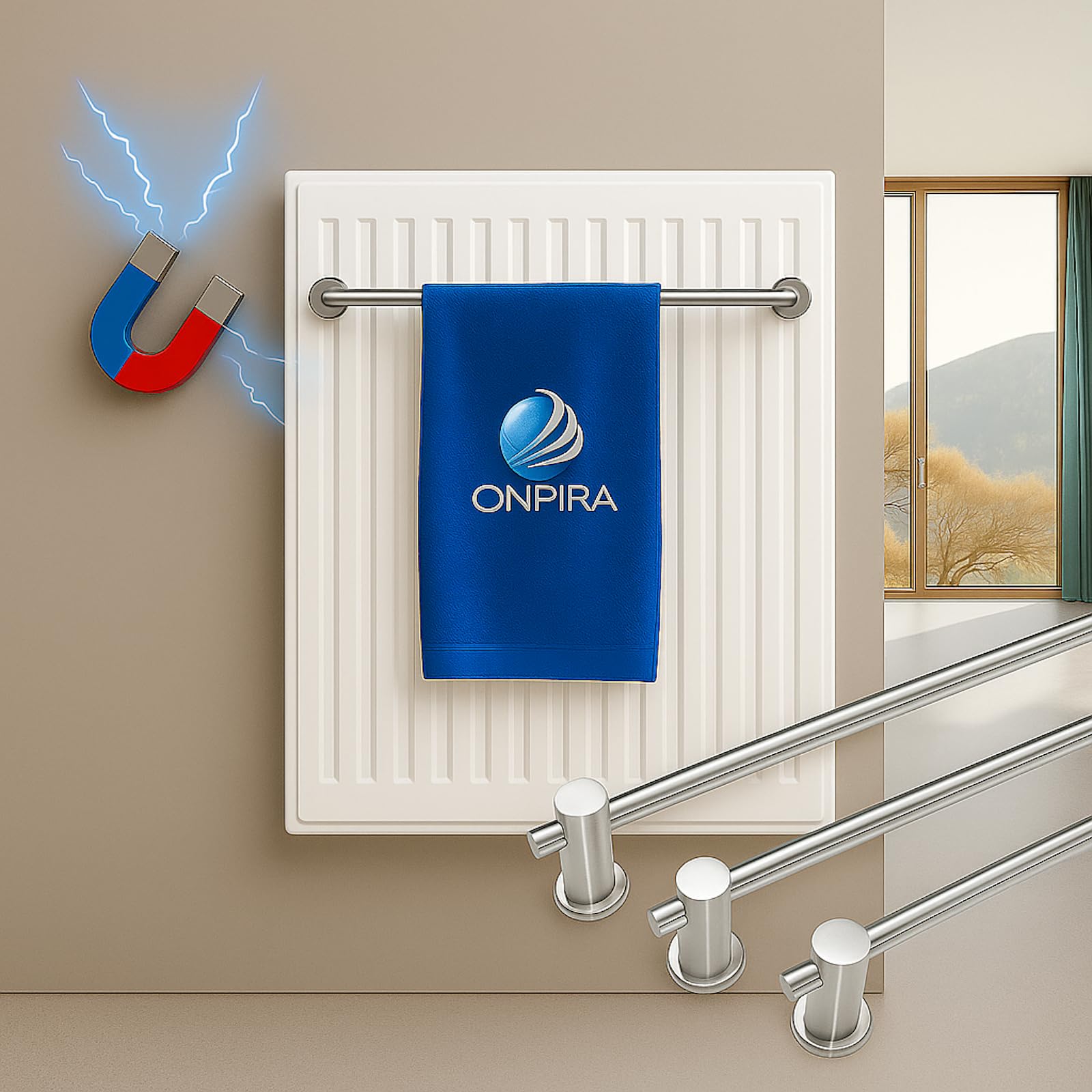 Edelstahl Handtuchhalter mit Magnethalterung – 7 Längen 40–100 cm – Ohne Bohren, extra Starke Neodym-Magnete, rostfrei, vielseitig für Bad, Küche & Heizung (50cm) Angebot bei HelloDeals