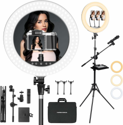 KOSCHEAL 18 Zoll Ringlicht mit Ständer, 3000-6500K Einstellbares LED licht mit Mikrofon und Soundkartenhalter, Fotografie Ringlicht für Friseur/Professional Kamera/TikTok/YouTube RGB-0 Modi Angebot bei HelloDeals