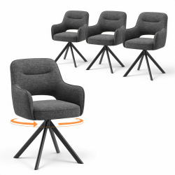 COLAMY Drehbare Esszimmerstühle 4er Set mit Armlehnen, Drehbare Polsterstühle für Küche & Esszimmer aus weichem Florstoff mit Metallgestell und Rückenlehne, für Esszimmer, Küche, Büro,Grau Grau 4er Set offener Rücken Angebot bei HelloDeals