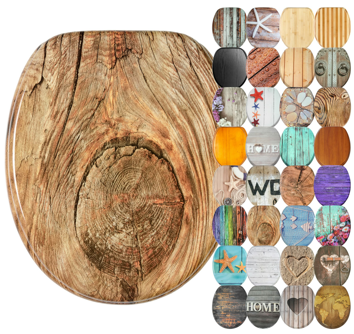 Sanilo WC Sitz mit Absenkautomatik, viele schöne Holz Toilettendeckel zur Auswahl, hochwertige und stabile Qualität (Rustikal) Angebot bei HelloDeals