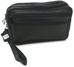 XXL HANDGELENKTASCHE LEDER - Herrentasche Handtasche Umhängetasche Tasche Gürteltasche Bag Schwarz Damen Herren Tragegurt Handschlaufe Reißverschluss Männer Frauen Angebot bei HelloDeals