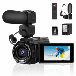LAMA Videokamera 8K Camcorder, 64MP Vlogging Kamera 18X Digitalzoom IR-Nachtsichtkamera, WiFi Digitalrekorder mit 64GB SD-Karte, 4500mah Akuu(4,5 Stunden Aufnahmezeit) für Streaming Videoaufzeichnung 8K 64MP Angebot bei HelloDeals