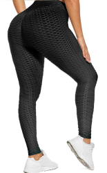 Sport Leggings Damen High Waist, Anti Cellulite Push up Leggins Blickdicht mit Bauchkontrolle - Weich Elastisch Yogahose Sporthose Damen, Slim Sportleggins Boom Booty Leggings für Damen L Schwarz Angebot bei HelloDeals