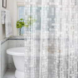 LEMON CLOUD Duschvorhang Anti-Schimmel mit Gewicht Magnet unten，183x183cm Wasserdicht Antibakteriell PEVA Vorhang für Dusche und Badewanne mit 12 Weiß Duschvorhangringen 3D Geometrische H183 x B183 cm (1er Pack) Geometrisch Angebot bei HelloDeals