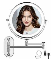 Wandmontage Vergrößerung mit Beleuchtung, 1X/ 10X Vergrößerung Dimmbarer Schminkspiegel, Wandspiegel für Badezimmer und Hotel, mit Beleuchtung 3 Farben Lichtern 360° Drehbar Dimmbarer Rasierspiegel Angebot bei HelloDeals