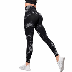 Scrunch Butt Leggings Damen High Waist Sport Leggings Booty Scrunch Lang Seamless Yoga Gym Hosen Push Up M A Tie Dyed Schwarz Angebot bei HelloDeals