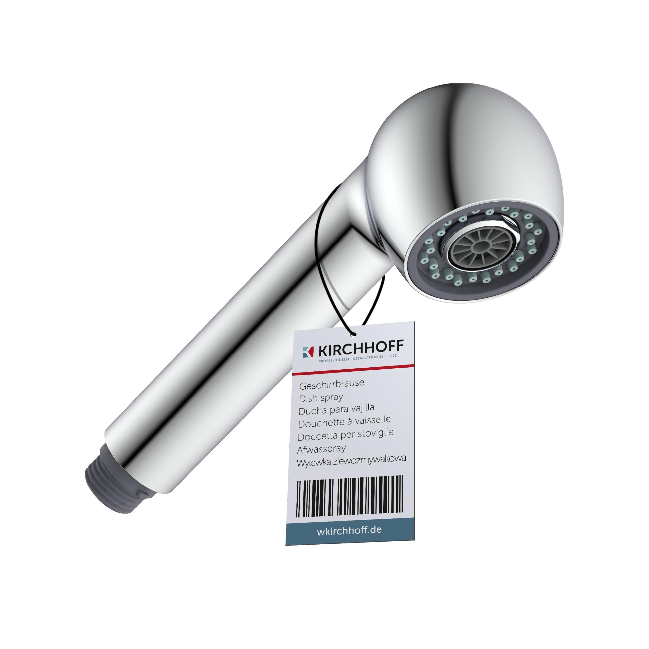 KIRCHHOFF 96219560 Ersatz-Brausekopf für Niederdruck-Küchenarmaturen, Universal-Geschirrbrause G1/2, Ersatzkopf für ausziehbare Armaturen, Ersatz-Sprühkopf, Chrom Angebot bei HelloDeals