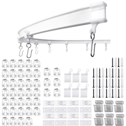 Flexible Decken-Vorhangschiene | 5-meter Gebogene Vorhangschiene mit stummen Rollen | biegbare Halterung für Duschen Erkerfenster RV Raumteiler, Weiß, Silber 5 Meters Angebot bei HelloDeals
