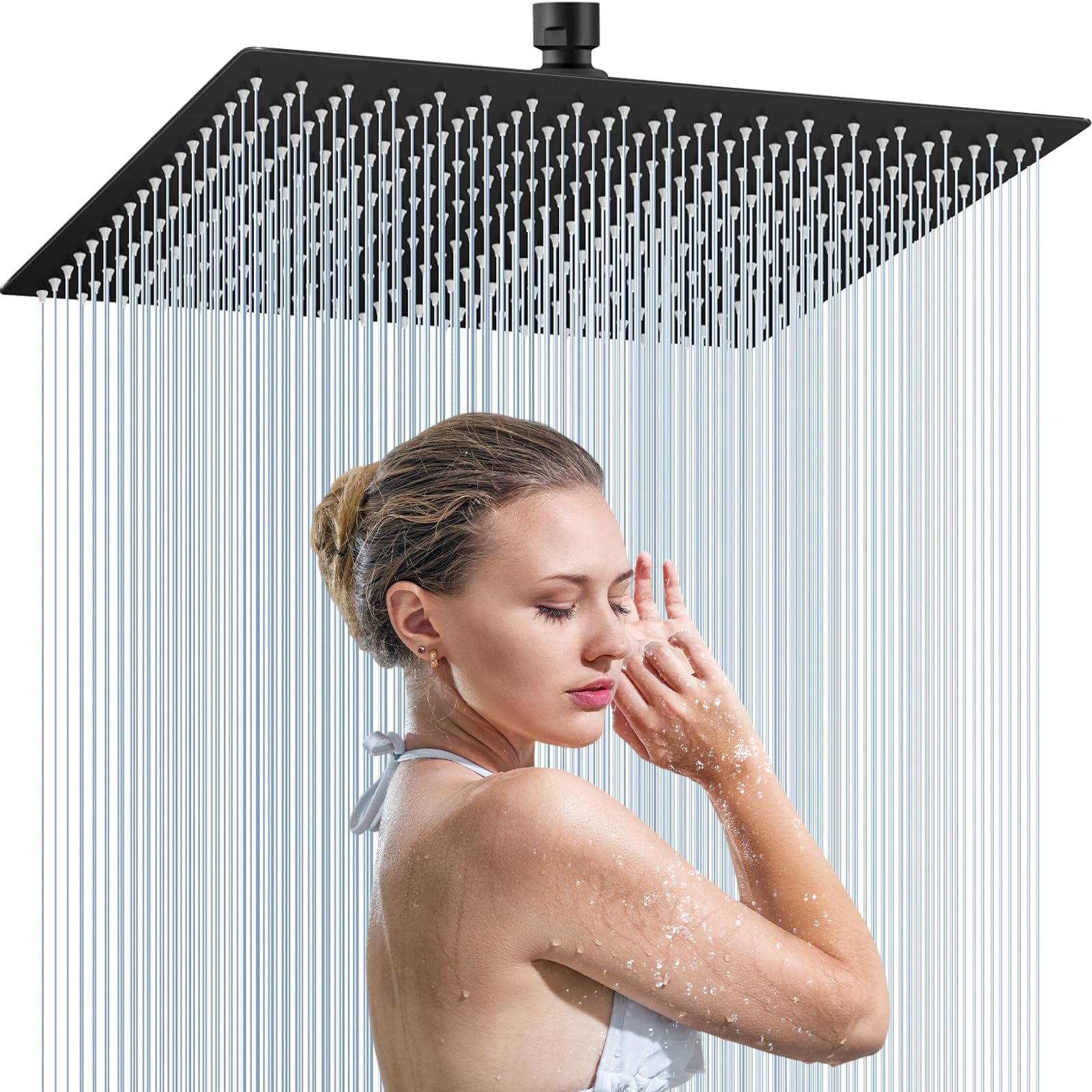 Duschkopf Regendusche 12 Zoll, Regenduschkopf Edelstahl 304 Quadrat 30x30cm, 360° Verstellbarer Dusche Kopfbrause, Rain Shower Head, Regenwalddusche Duschkopf(schwarz) Angebot bei HelloDeals