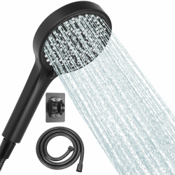 Duschkopf Wassersparend, 125mm Duschkopf mit 1.5M Schlauch und Halterung, Duschkopf Groß mit 6 Strahlarten, Duschbrause für Duschkopf, Handbrause Duschbrause für Bade, Duschkopf (schwarzer Satz) Schwarzes Set Angebot bei HelloDeals