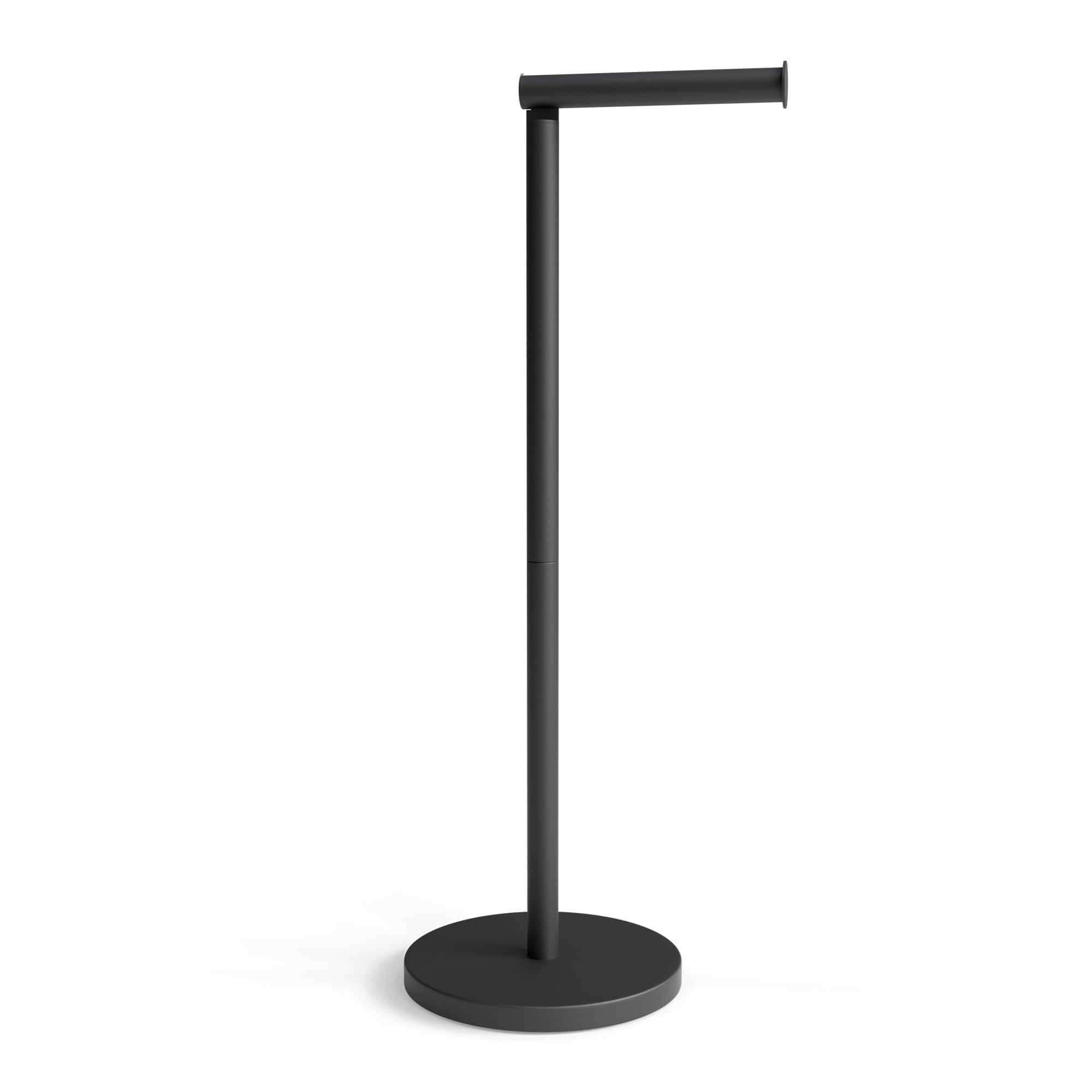 Minismus Toilettenpapierhalter stehend, Klopapierhalter freistehend mit Click-up-Arm, Klorollenhalter stehend für bis zu 4 Ersatzrollen Toilettenpapierständer (Schwarz) Schwarz – mit Klappbarem Arm Angebot bei HelloDeals