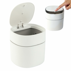 Bamodi Mini Mülltonnen 2L – Weißer Tischmülleimer mit Deckel für Snacks, Kosmetik, Küchenabfälle – Kleiner Abfalleimer für Büro, Auto, Bad, Schminktisch – Platzsparend & leicht zu reinigen Mini-Mülleimer-Weiß Angebot bei HelloDeals