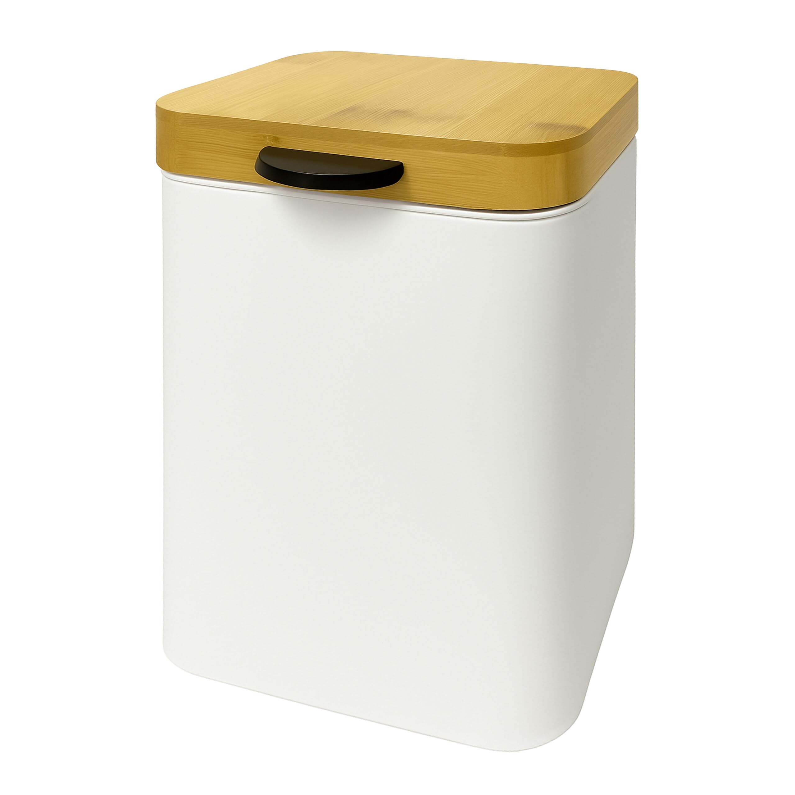 Relaxdays Kosmetikeimer Wandmontage, 3 l, Absenkautomatik, Inneneimer, Metall, eckiger Badezimmer Mülleimer, weiß/Natur Angebot bei HelloDeals