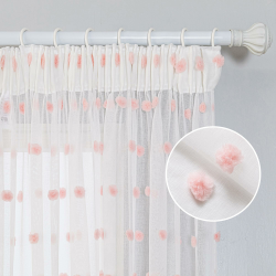 MYSKY HOME Gardinen mit Kräuselband Vorhang Kurz Voile Vorhänge Kinderzimmer Modern für Gardine Sticken Halbtransparent Schiebevorhang Wohnzimmer 2er Set, Rosa, H 160 x B 140 cm H160 x B140 cm (2er Pack) Rosa Angebot bei HelloDeals