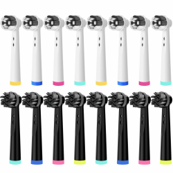 16er Aufsteckbürsten Kompatibel mit Oral B Elektrische Zahnbürste, 8pcs Weiße Ersatzbürsten, 8pcs Schwarze Zahnbürstenköpfe passend für Precision clean und mehre Modelle… Angebot bei HelloDeals