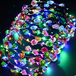 PTHTECHUS 12 PC LED Blumen Kranz Stirnband - Kronen Blumengirlande Boho Floral Head Crown für Hochzeit, Festival und Party, Kopfschmuck mit Dekor (FKH-12) mehrfarbig Angebot bei HelloDeals