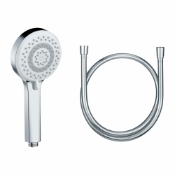 KLUDI-X1 Universal Duschkopf mit Schlauch, Duschbrause optional wassersparend mit 3 Strahlarten (Body, Hair, Skin), reinigungsfreundlicher Brausekopf Ø 10,7 cm, Duschschlauch 1,60 m Chrom 3 Strahlarten mit Schlauch Angebot bei HelloDeals